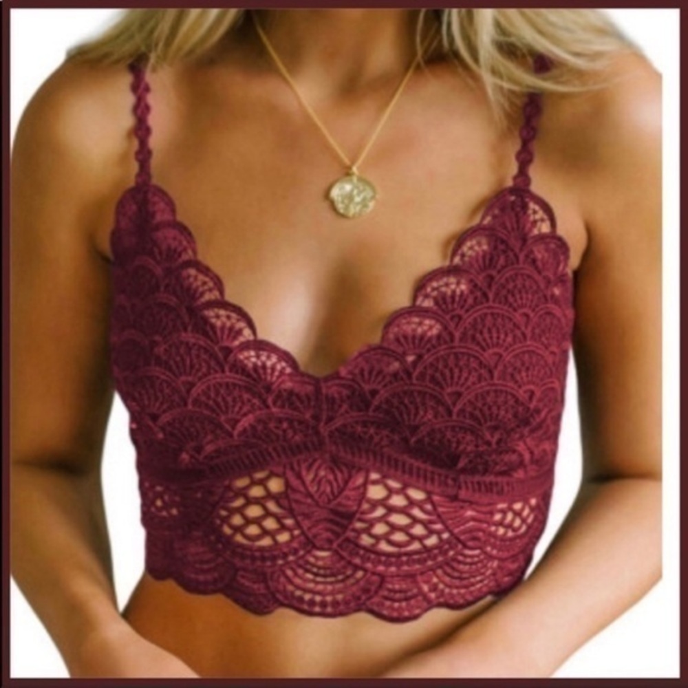 Red lace bralette